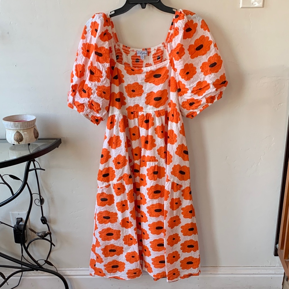 Floral Poppy Puff Sleeve Dress